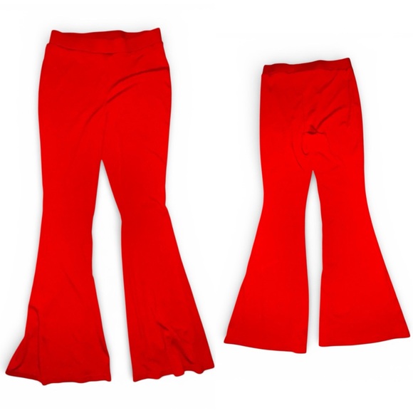 NWOT SHEIN SXY Red High-Waisted Flare Wide Legs Pants - Picture 2 of 7